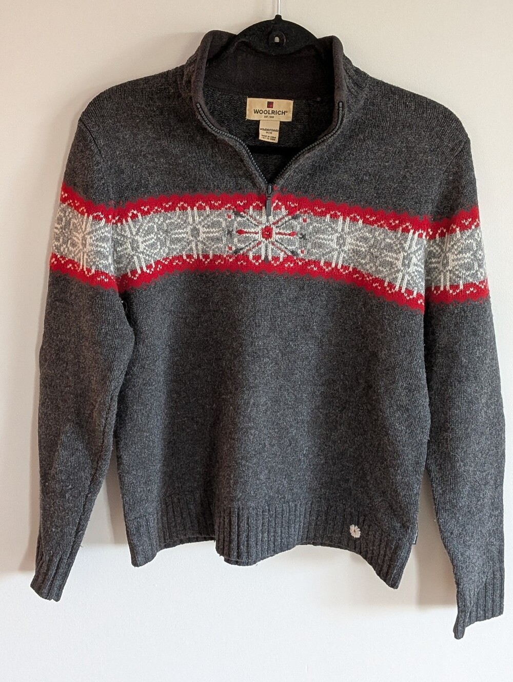 Woolrich Women’s 100% Lambswool Nordic Quarter Zip Sweater M
